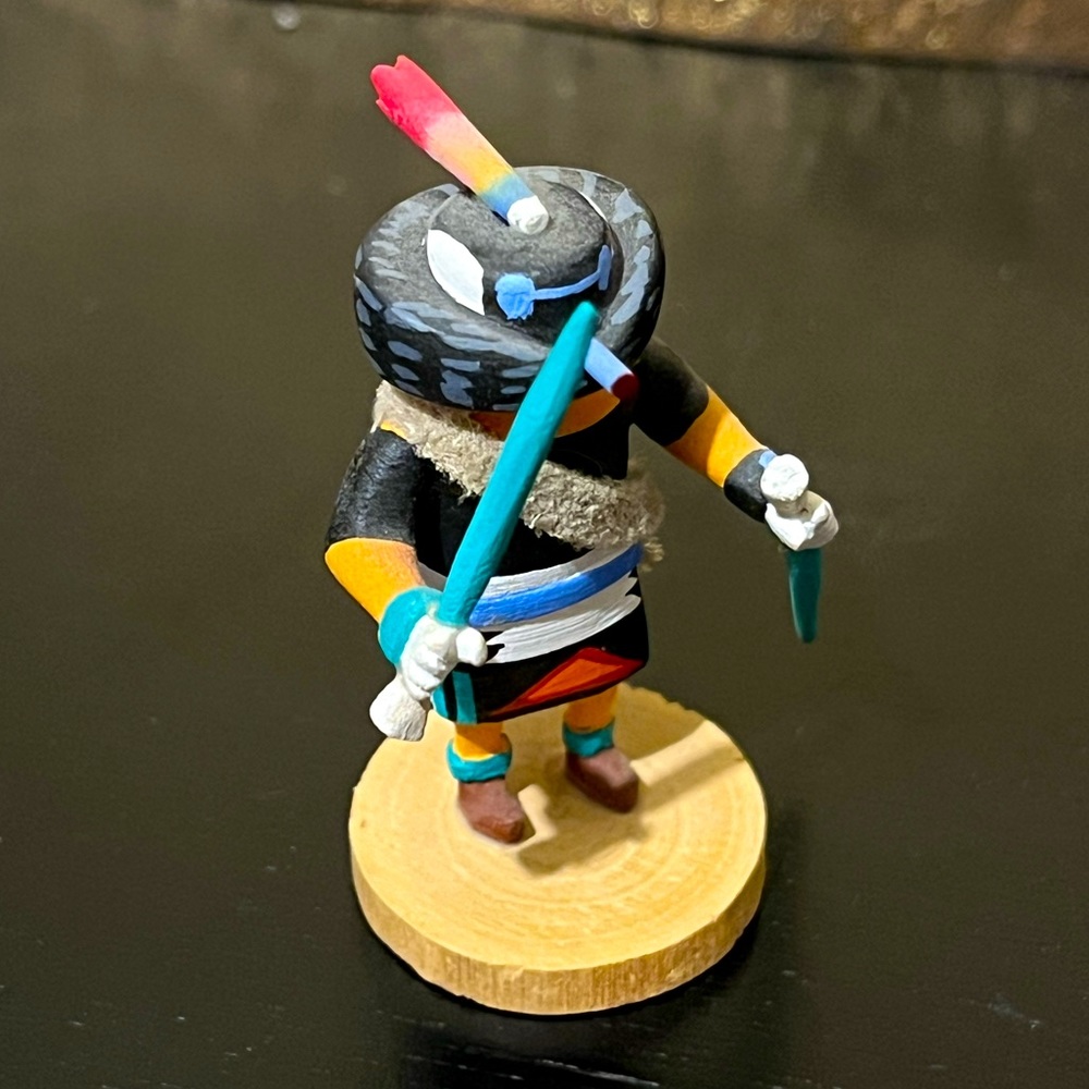 🖤Vintage Authentic Black Warrior Kachina Doll Miniature Native First People🖤 - Picture 7 of 8